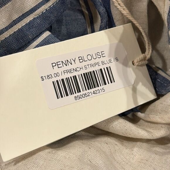 Natalie Martin Penny Blouse French stripe blue S NWT - Picture 6 of 7